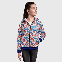 Толстовка на молнии детская Герб России и узоры, цвет: 3D-синий — фото 2
