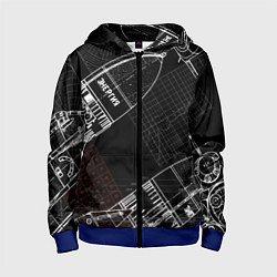 Толстовка на молнии детская Чертеж ракеты, цвет: 3D-синий