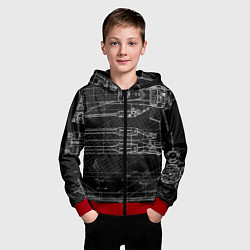 Толстовка на молнии детская Чертеж ракеты на чёрном фоне, цвет: 3D-красный — фото 2