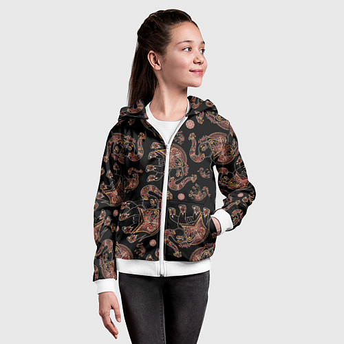 Детская толстовка на молнии Слон индийский / 3D-Белый – фото 4