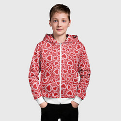Толстовка на молнии детская Любовь - сердечки, цвет: 3D-белый — фото 2