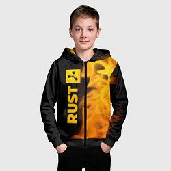 Толстовка на молнии детская Rust - gold gradient: по-вертикали, цвет: 3D-черный — фото 2
