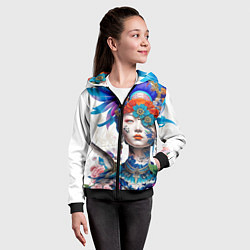 Толстовка на молнии детская Japanese girl - irezumi - tattoo, цвет: 3D-черный — фото 2