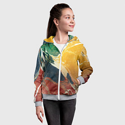 Толстовка на молнии детская Мраморная радуга, цвет: 3D-меланж — фото 2