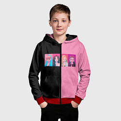 Толстовка на молнии детская Группа Black pink на черно-розовом фоне, цвет: 3D-красный — фото 2