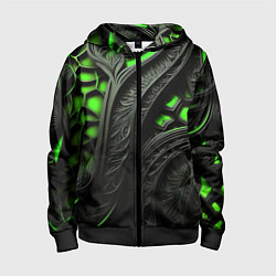 Детская толстовка на молнии Green black abstract