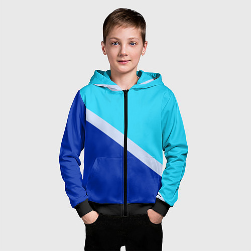 Детская толстовка на молнии Двуцветный голубой / 3D-Черный – фото 3
