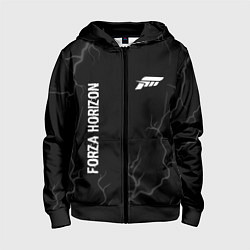 Толстовка на молнии детская Forza Horizon glitch на темном фоне: надпись, симв, цвет: 3D-черный