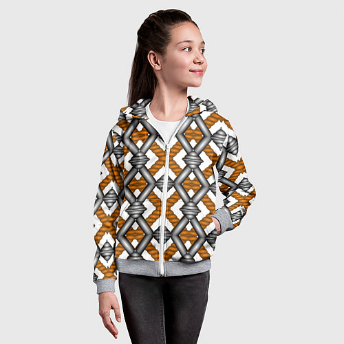 Детская толстовка на молнии Абстрактные решетки / 3D-Меланж – фото 4