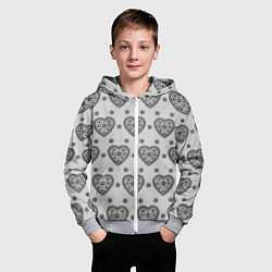 Толстовка на молнии детская Черное кружево с сердцами, цвет: 3D-меланж — фото 2