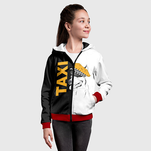 Детская толстовка на молнии Собака в кепке таксиста / 3D-Красный – фото 4