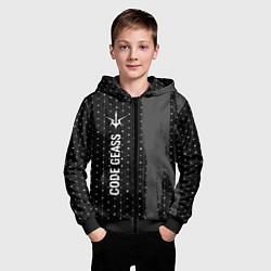 Толстовка на молнии детская Code Geass glitch на темном фоне: по-вертикали, цвет: 3D-черный — фото 2