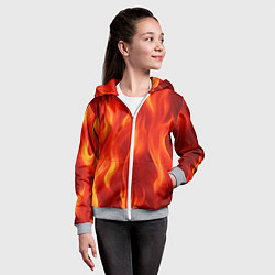Толстовка на молнии детская Огонь рыжий, цвет: 3D-меланж — фото 2