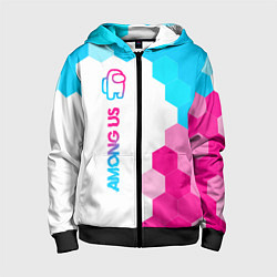 Детская толстовка на молнии Among Us neon gradient style: по-вертикали