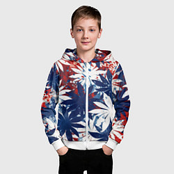 Толстовка на молнии детская Цветы в цветах флага РФ, цвет: 3D-белый — фото 2