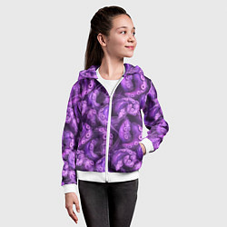 Толстовка на молнии детская Фиолетовые щупальца и дым, цвет: 3D-белый — фото 2