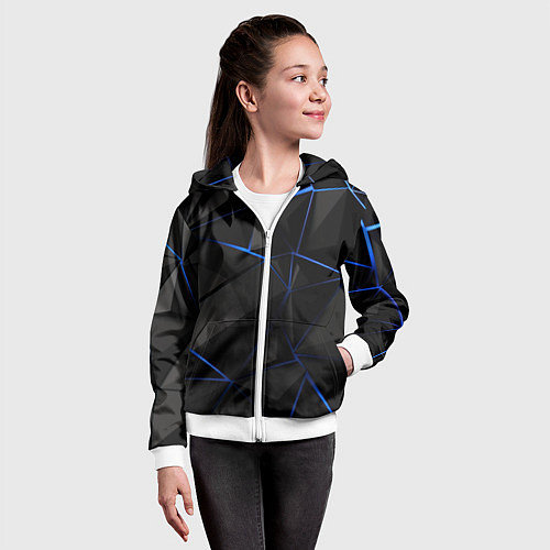 Детская толстовка на молнии Black blue style / 3D-Белый – фото 4