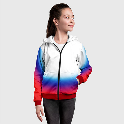 Детская толстовка на молнии Флаг России градиент / 3D-Красный – фото 4