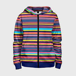 Толстовка на молнии детская Яркие полоски, цвет: 3D-синий