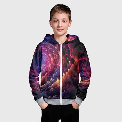 Детская толстовка на молнии Звездная космическая спираль / 3D-Меланж – фото 3