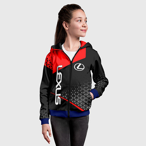 Детская толстовка на молнии Lexus - red sportwear / 3D-Синий – фото 4