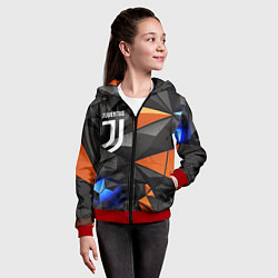 Толстовка на молнии детская Juventus orange black style, цвет: 3D-красный — фото 2