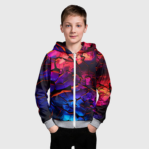 Детская толстовка на молнии Светящаяся Земля / 3D-Меланж – фото 3