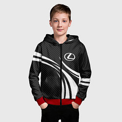 Толстовка на молнии детская Lexus - carbon line, цвет: 3D-красный — фото 2