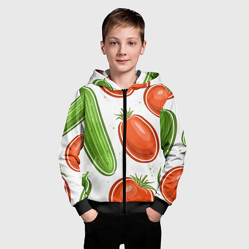 Детская толстовка на молнии Помидоры и огурцы / 3D-Черный – фото 3