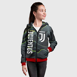 Толстовка на молнии детская Juventus dark green logo, цвет: 3D-красный — фото 2