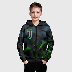 Толстовка на молнии детская Juventus black green logo, цвет: 3D-черный — фото 2