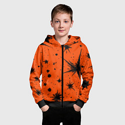 Толстовка на молнии детская Огненный оранжевый абстракция, цвет: 3D-черный — фото 2