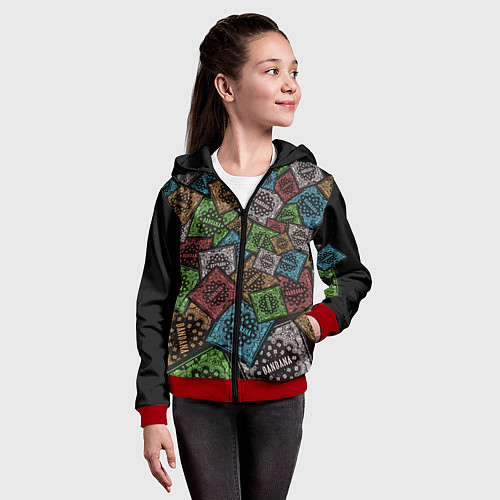 Детская толстовка на молнии Bandana - Kizaru and Big Baby Tape / 3D-Красный – фото 4