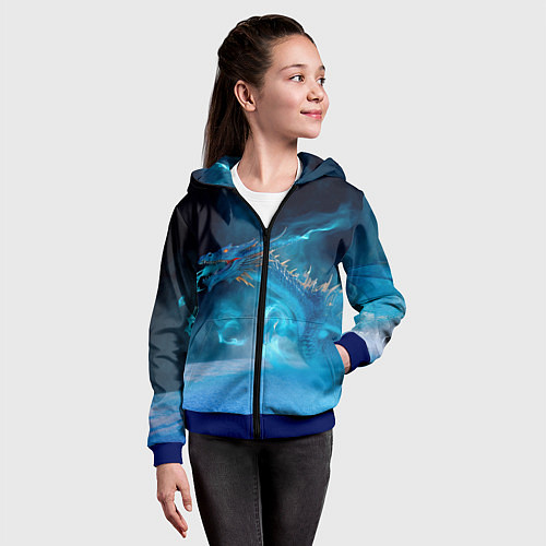 Детская толстовка на молнии Зимний ледяной дракон / 3D-Синий – фото 4