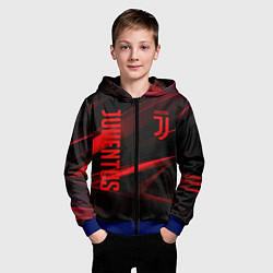 Толстовка на молнии детская Juventus black red logo, цвет: 3D-синий — фото 2