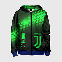 Толстовка на молнии детская Juventus green logo neon, цвет: 3D-синий