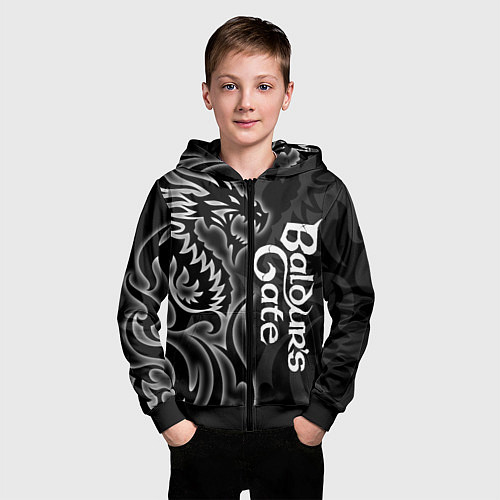 Детская толстовка на молнии Балдурс гейт 3 - черный дракон / 3D-Черный – фото 3