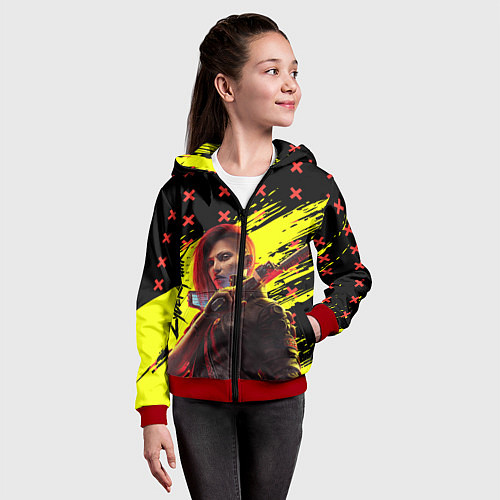 Детская толстовка на молнии Cyberpunk 2077 Phantom Liberty / 3D-Красный – фото 4