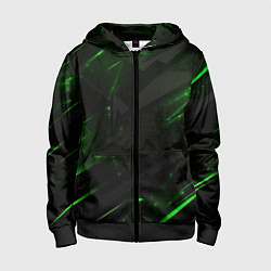 Детская толстовка на молнии Dark black green abstract