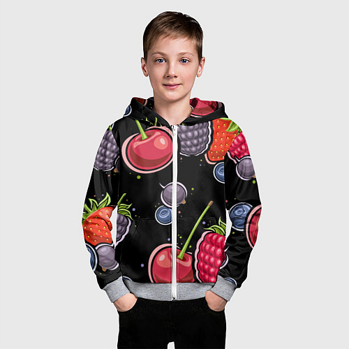 Детская толстовка на молнии Плоды и ягоды / 3D-Меланж – фото 3