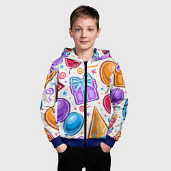 Толстовка на молнии детская Вечеринка, цвет: 3D-синий — фото 2