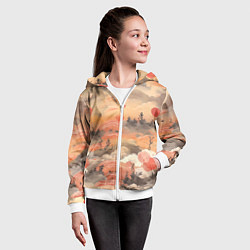 Толстовка на молнии детская Japen pattern, цвет: 3D-белый — фото 2