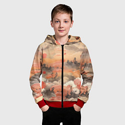 Толстовка на молнии детская Japen pattern, цвет: 3D-красный — фото 2