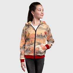 Толстовка на молнии детская Japen pattern, цвет: 3D-красный — фото 2