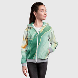 Толстовка на молнии детская Малахитовые полосы, цвет: 3D-меланж — фото 2