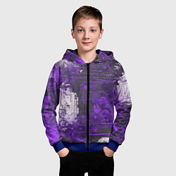 Толстовка на молнии детская Киберпанк заражение фиолетовое, цвет: 3D-синий — фото 2