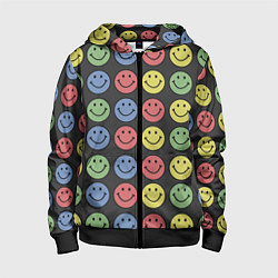 Толстовка на молнии детская Smiley, цвет: 3D-черный