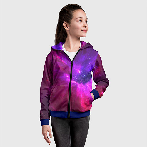 Детская толстовка на молнии Бескрайнее космическое пространство - галактика / 3D-Синий – фото 4