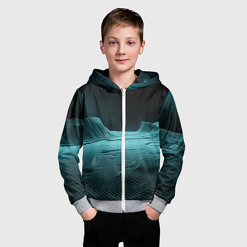 Детская толстовка на молнии Space landscape - vaporwave / 3D-Меланж – фото 3