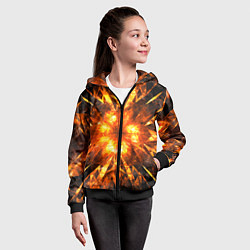 Толстовка на молнии детская Fire abstract, цвет: 3D-черный — фото 2